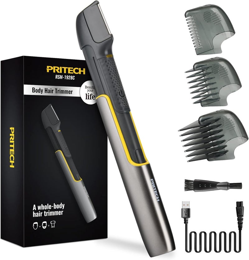 pritech Body Hair Trimmer for Men, Body Hair Groomers with Guard Comb, Rechargeable Hair Trimmer for Pubic Area, Back, Face, Legs and Beard - Image 1
